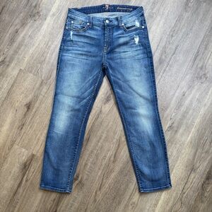 7 For All Mankind Kimmie Crop Dark Wash Jeans - Size 30